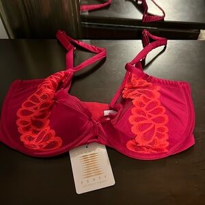 Red bra with lace accent